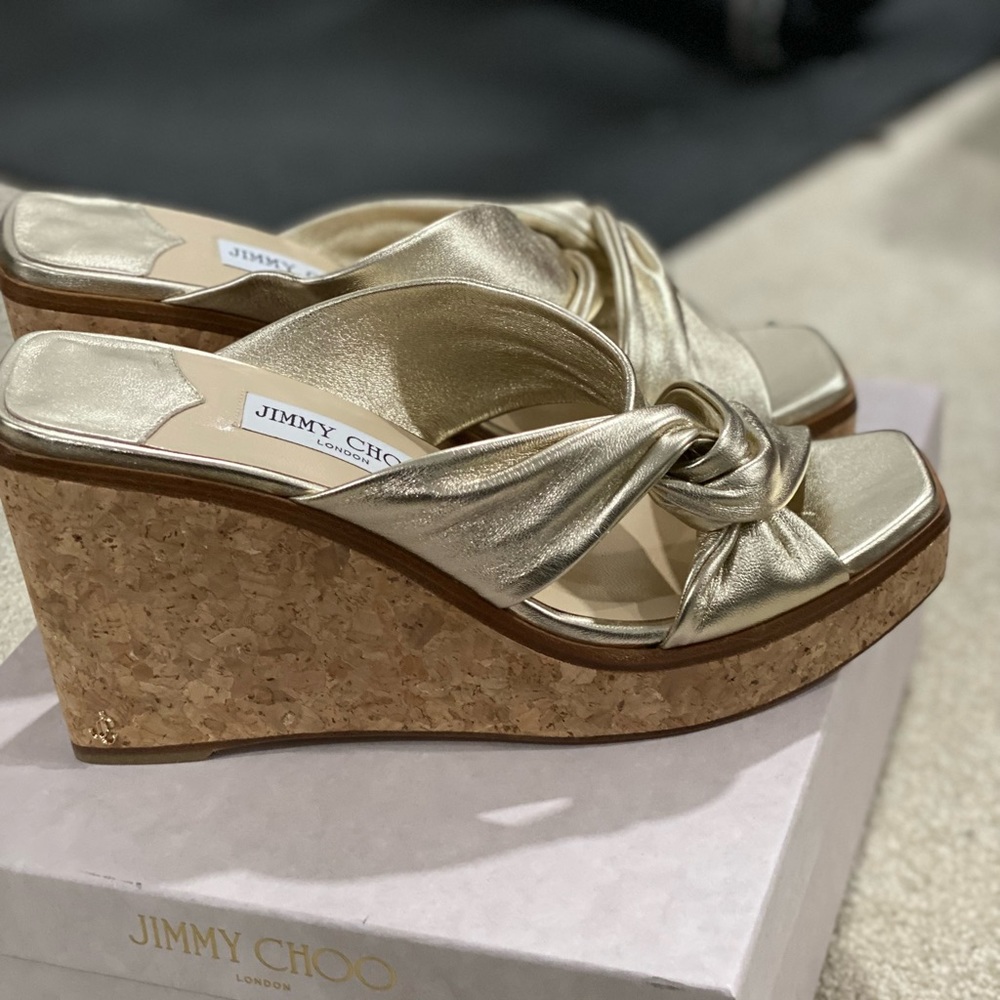 New Jimmy Choo Narisa 90 Gold Sandals Size 40